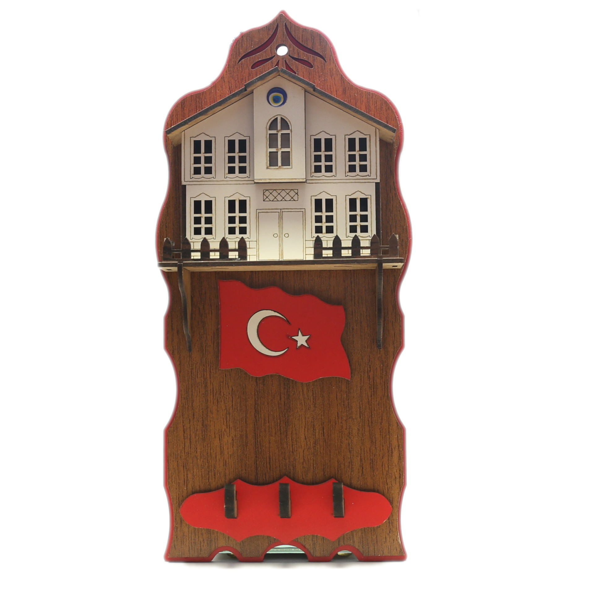 Safranbolu Evleri Türk Bayrağı Motifli Duvar Anahtarlığı. Safranbolu Safranbolu Evleri Türk Bayrağı Motifli Duvar Anahtarlığı. Safranbolu